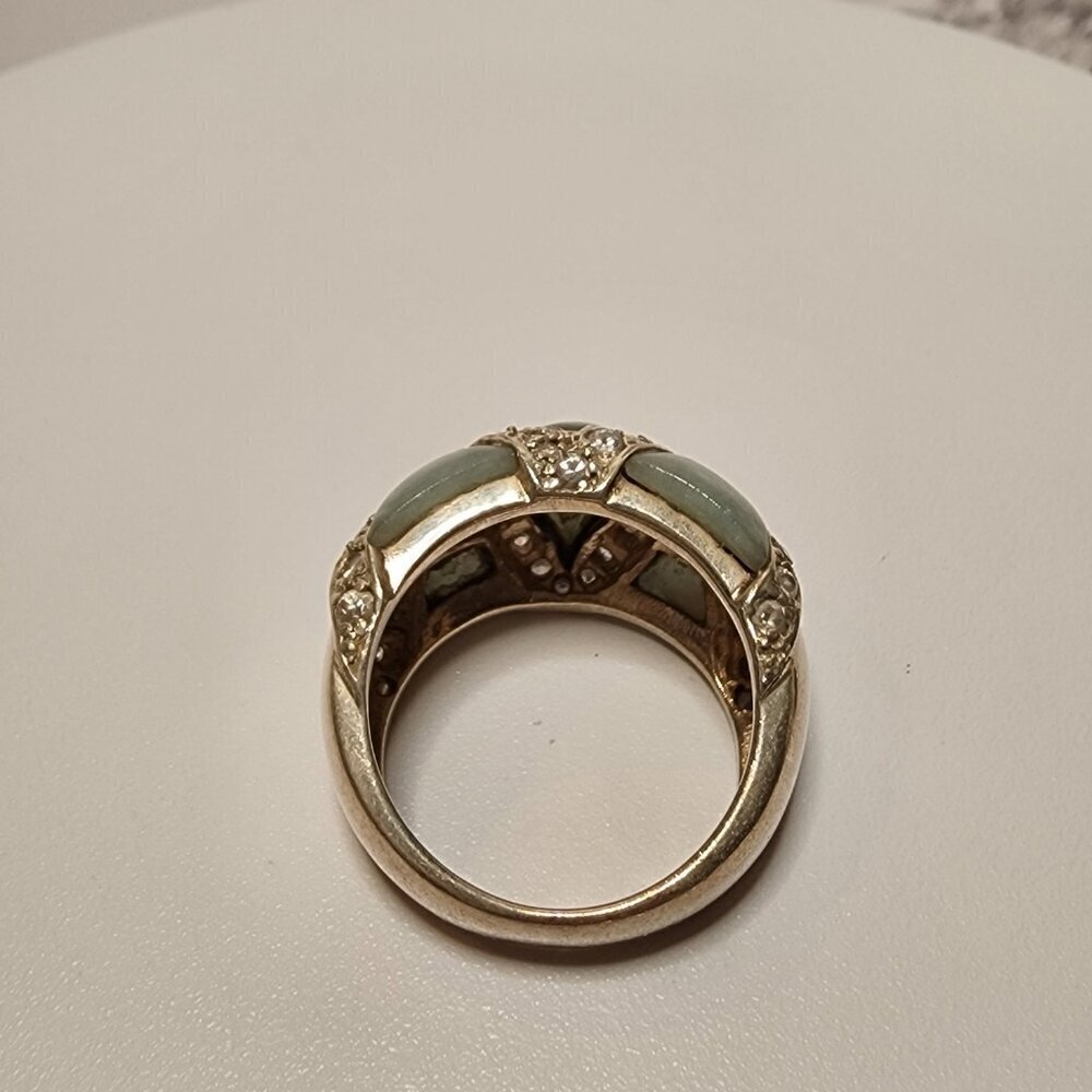 925 Silver Green Nephrite Ring - Picture 6 of 9